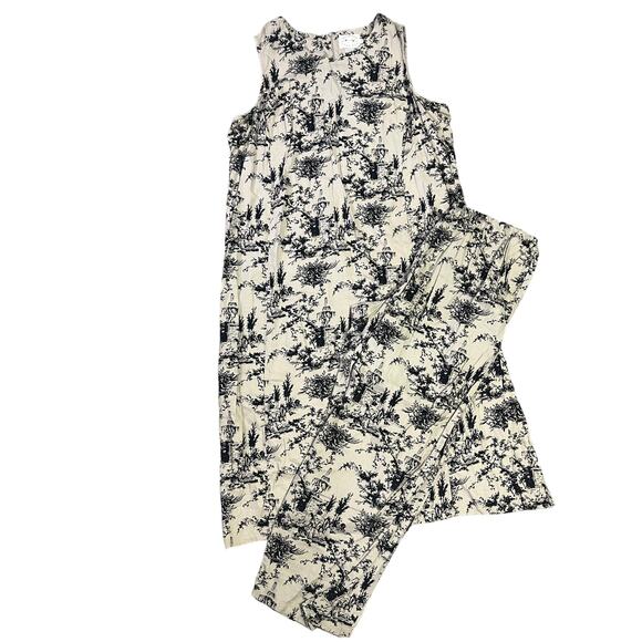 Country Wear Toile Pants 3X Linen Rayon Pull-On Cottagecore Coastal Grandma - Picture 3 of 8